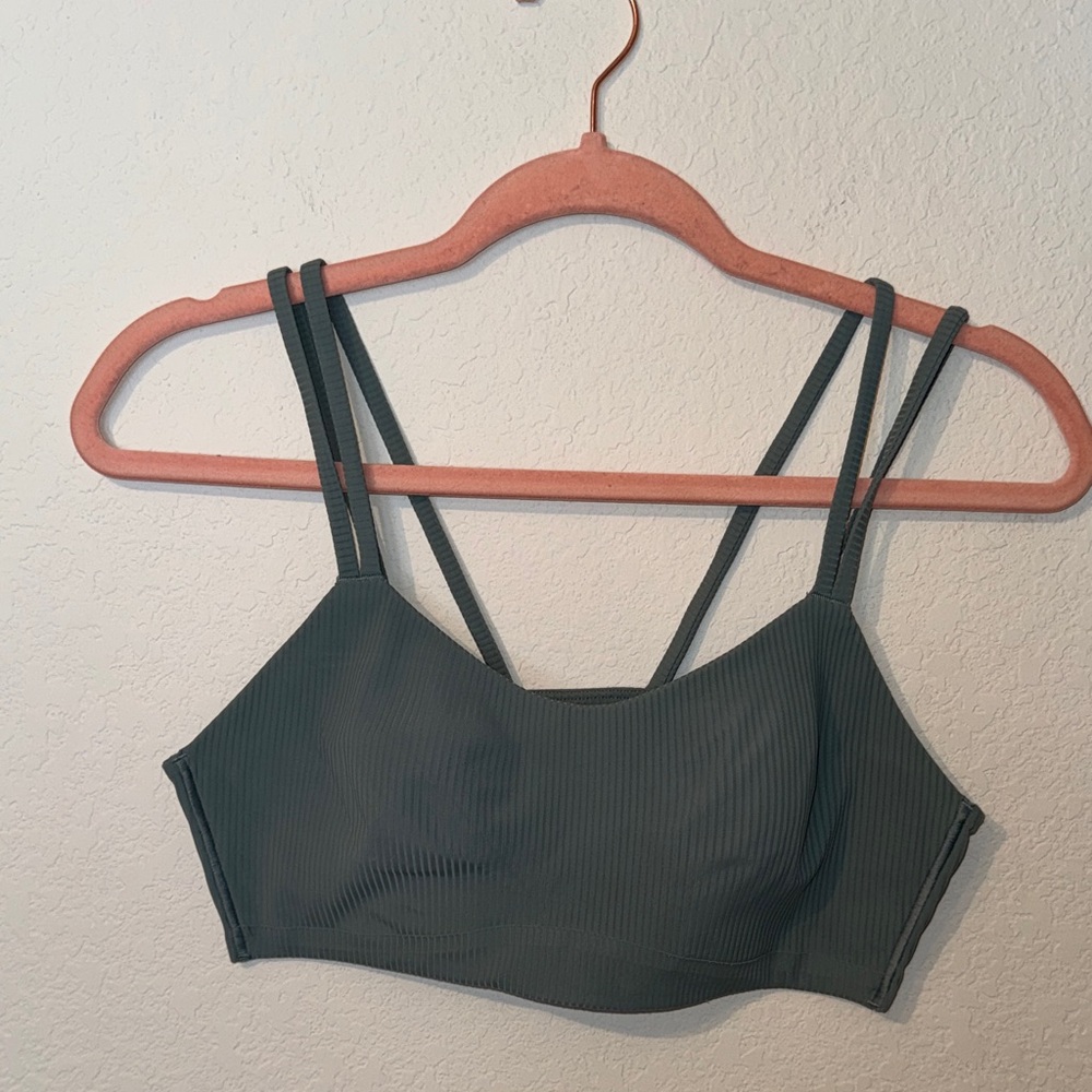 Lululemon Women's Olive Green Ribbed Bralette - size 8